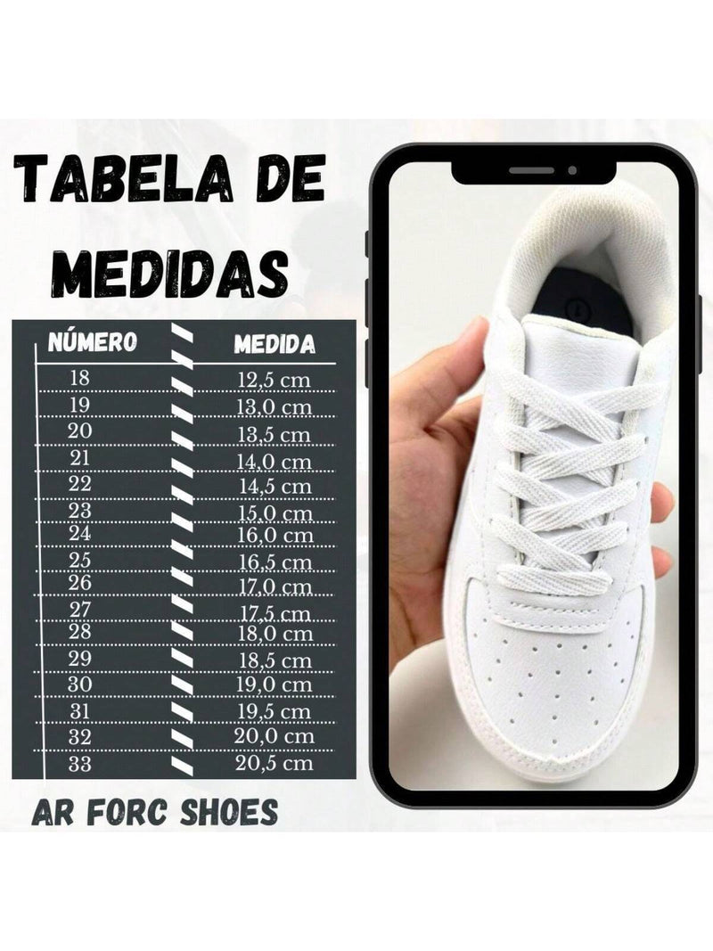 Tenis Infantil Casual Menino e Menina Unissex Passeio Escolar Branco Preto Original