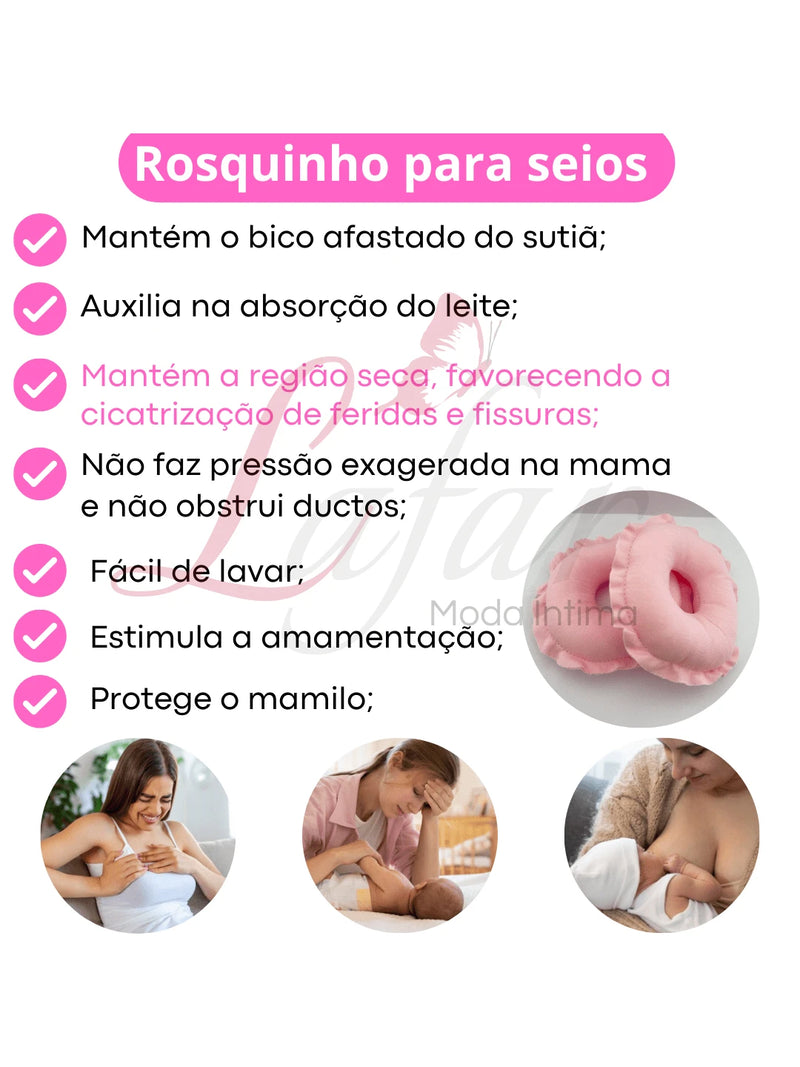 Kit 3 Pares de Protetor Para Seios Rosquinha de Amamentar Gestante Pós Parto Maternidade Lavavél