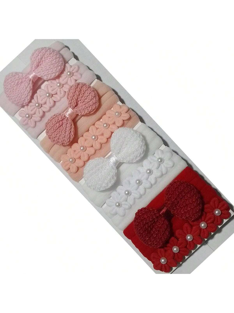 kit 8 Faixinhas Croche e Flores na meia de seda Tons Rosa