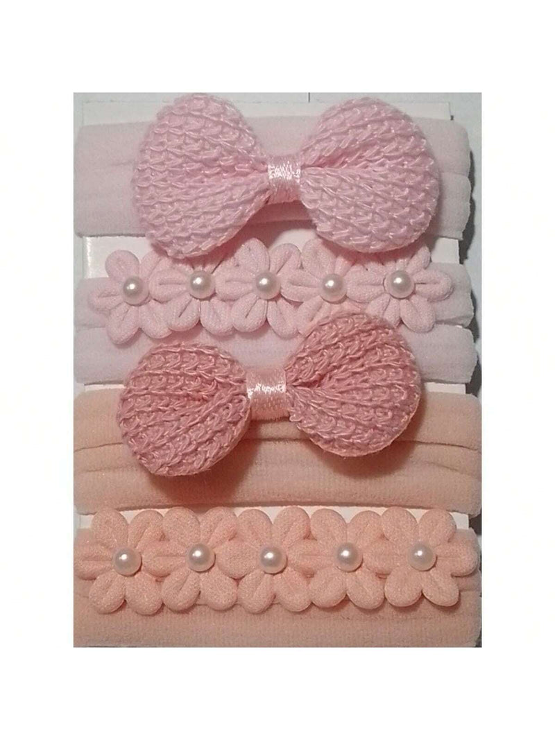 kit 8 Faixinhas Croche e Flores na meia de seda Tons Rosa