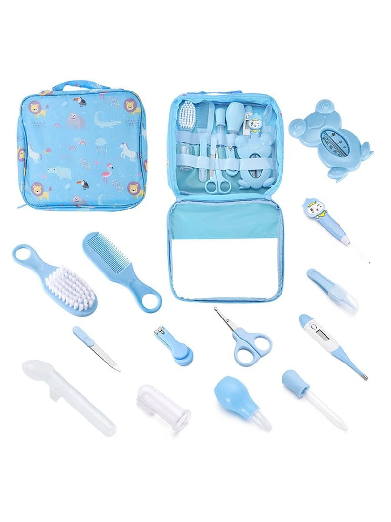 Belifou Kit Higiene Bebe - 13 Ferramentas De Cuidados Para Bebê - Inclui Pente Tesoura para Bebê Termômetro Cortador de Unhas e Lixa de Unhas Com Bolsa Organizadora Prática Para Bebê - Livre de BPA