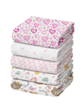 Pacote com 5 Fraldas de Pano Luxo Marca Minasrey Estampadas p/ Bebês e Recém-Nascidos 70cm x 70cm - 100% Algodão Duplo, Extra Absorvente - Ideal para Enxoval