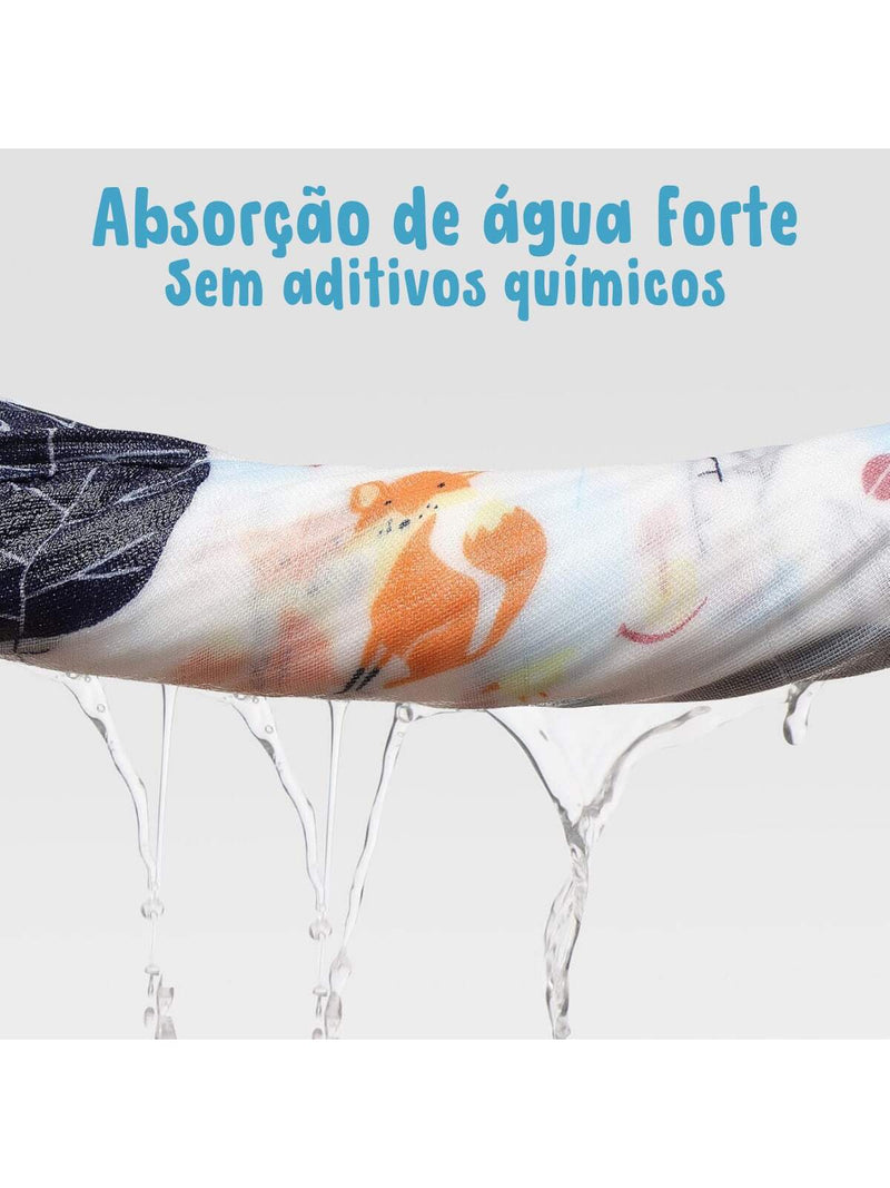 Pacote com 5 Fraldas de Pano Luxo Marca Minasrey Estampadas p/ Bebês e Recém-Nascidos 70cm x 70cm - 100% Algodão Duplo, Extra Absorvente - Ideal para Enxoval